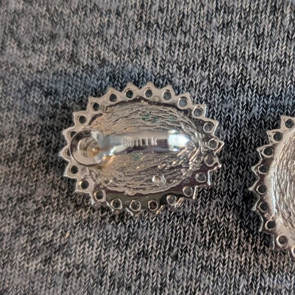 Vintage Butler Plug Earrings, Faux Abalone/Shell Inlay with Rhinestone, … - Picture 3 of 6